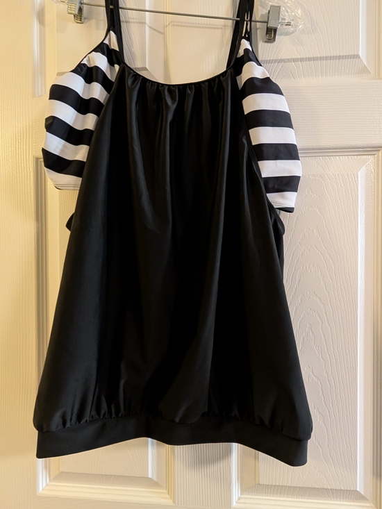 Hanna Nikole Other - Hanna Nikole Black Striped Tankini Swim Shorts Set 20W